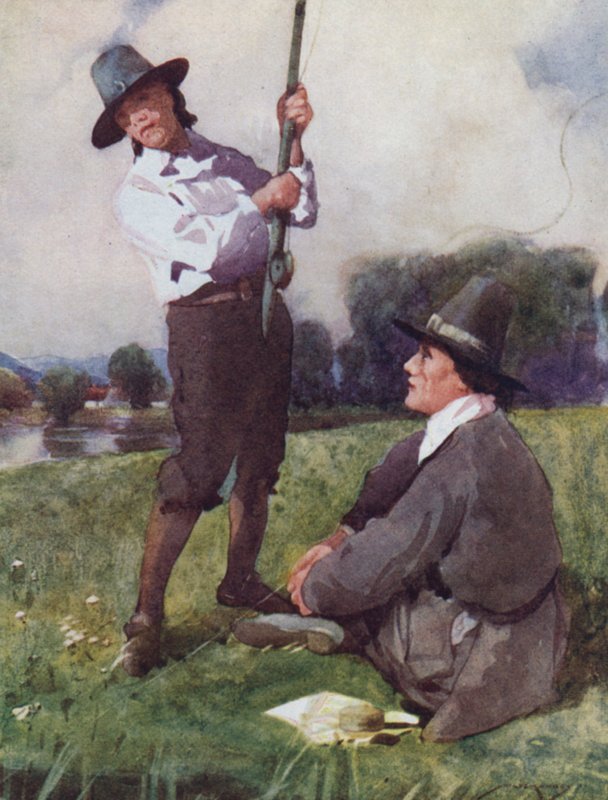 Ilustracja do The Compleat Angler autorstwa Izaaka Waltona (litografia kolorowa) autorstwa William Lee Hankey