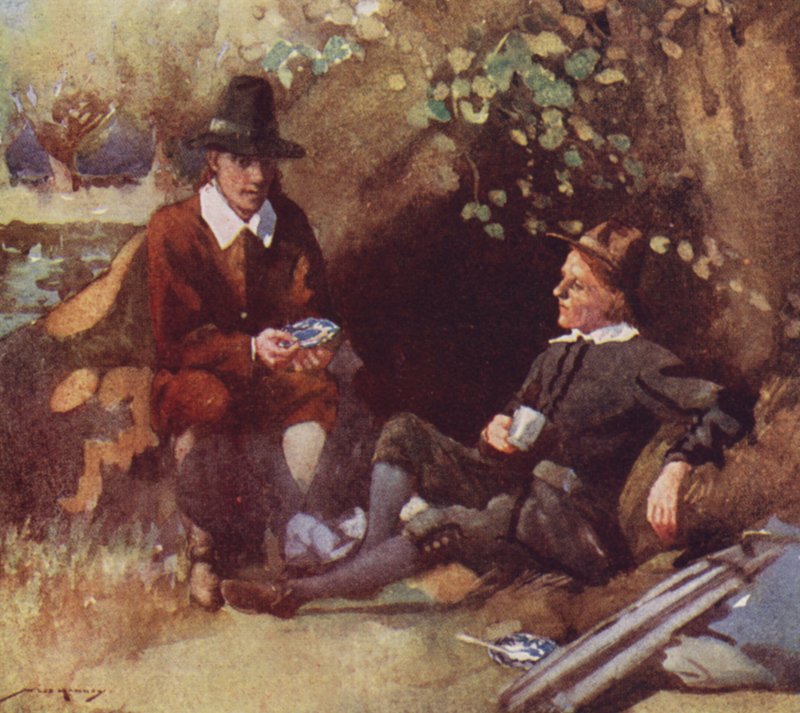 Ilustracja do The Compleat Angler autorstwa Izaaka Waltona (litografia kolorowa) autorstwa William Lee Hankey