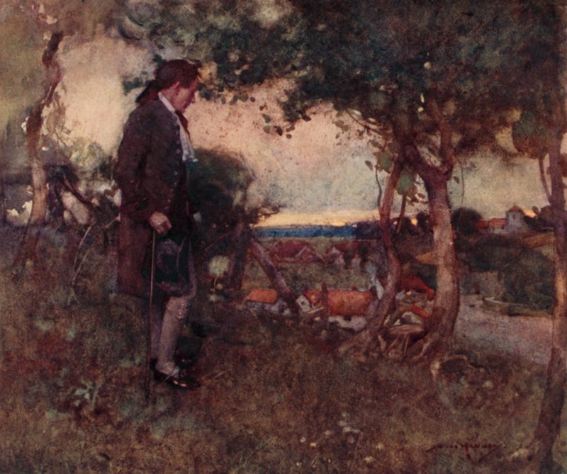 Ilustracja do The Deserted Village autorstwa Olivera Goldsmitha (litografia kolorowa) autorstwa William Lee Hankey