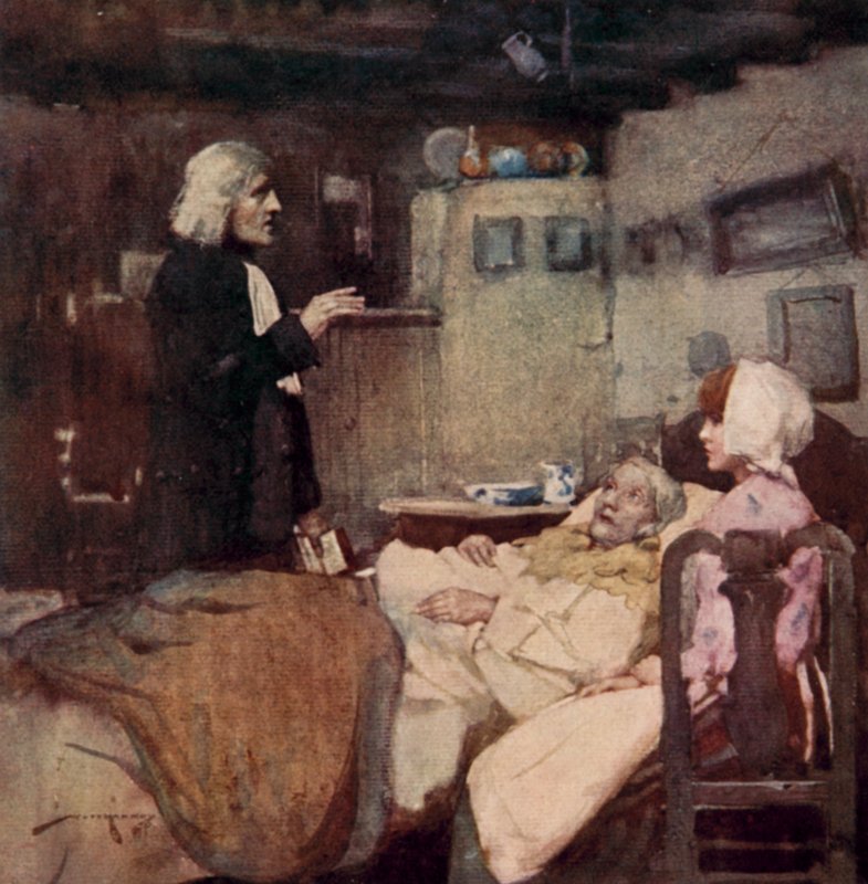 Ilustração para The Deserted Village por Oliver Goldsmith (color litho)polonês autorstwa William Lee Hankey