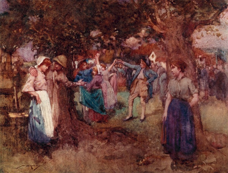 Ilustracja do The Deserted Village autorstwa Olivera Goldsmitha (litografia kolorowa) autorstwa William Lee Hankey