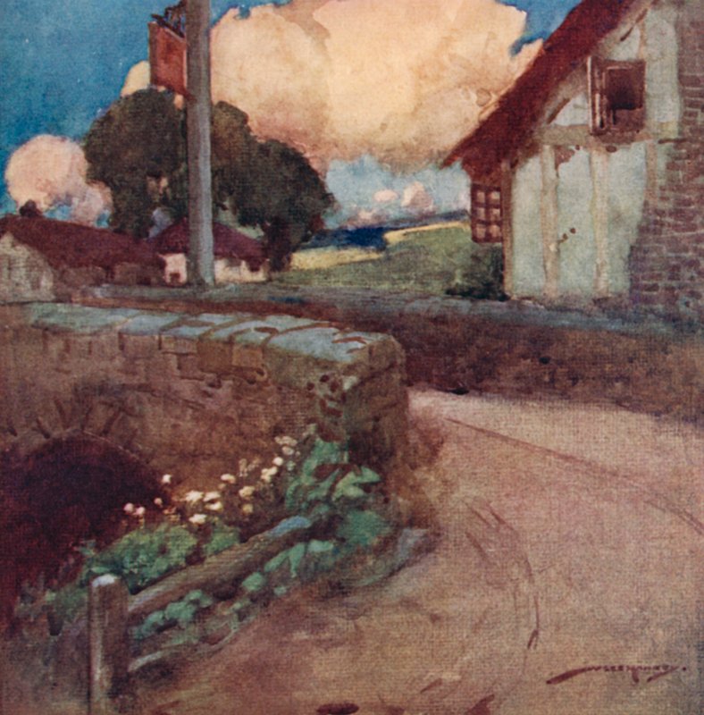 Ilustracja do The Deserted Village autorstwa Olivera Goldsmitha (litografia kolorowa) autorstwa William Lee Hankey