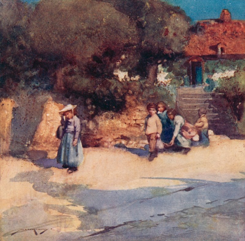 Ilustracja do The Deserted Village autorstwa Olivera Goldsmitha (litografia kolorowa) autorstwa William Lee Hankey
