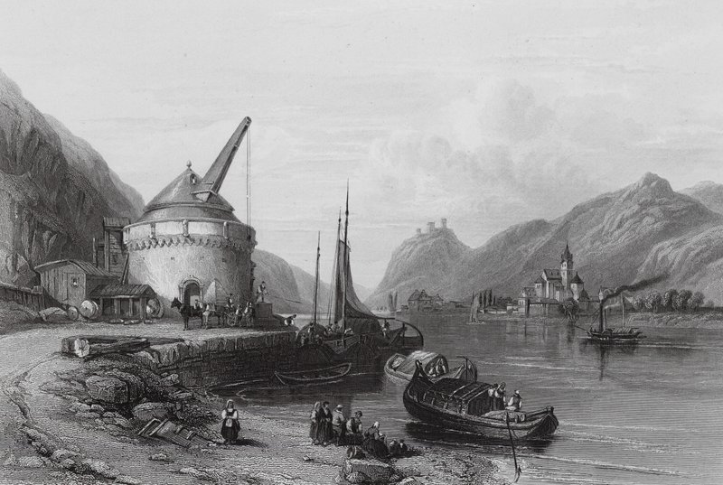W pobliżu Andernach, nad Renem (rycina) autorstwa William Leighton (after) Leitch
