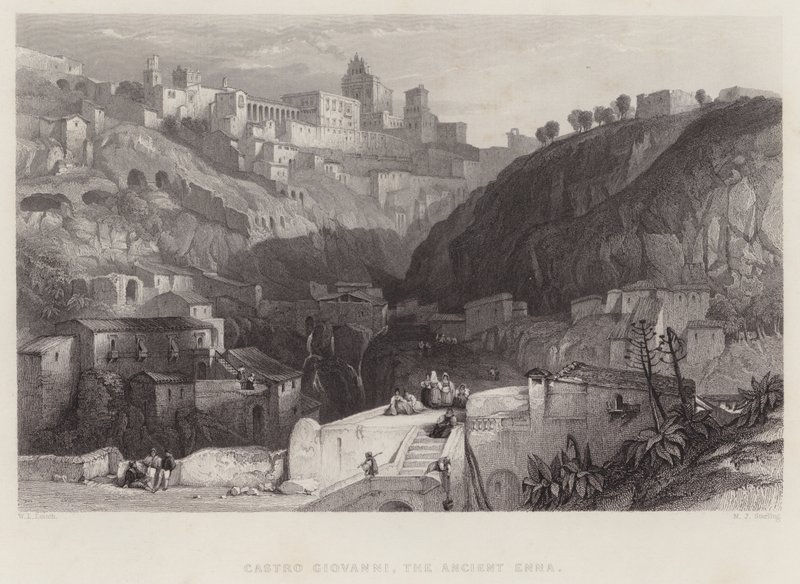 Castro Giovanni, starożytna enna (rycina) autorstwa William Leighton Leitch