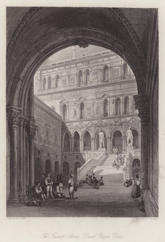 Schody Olbrzymów, Pałac Książęcy, Wenecja (rycina) autorstwa William Leighton Leitch