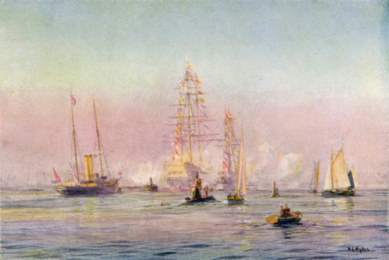 Port Portsmouth, 1912 r. autorstwa William Lionel Wyllie