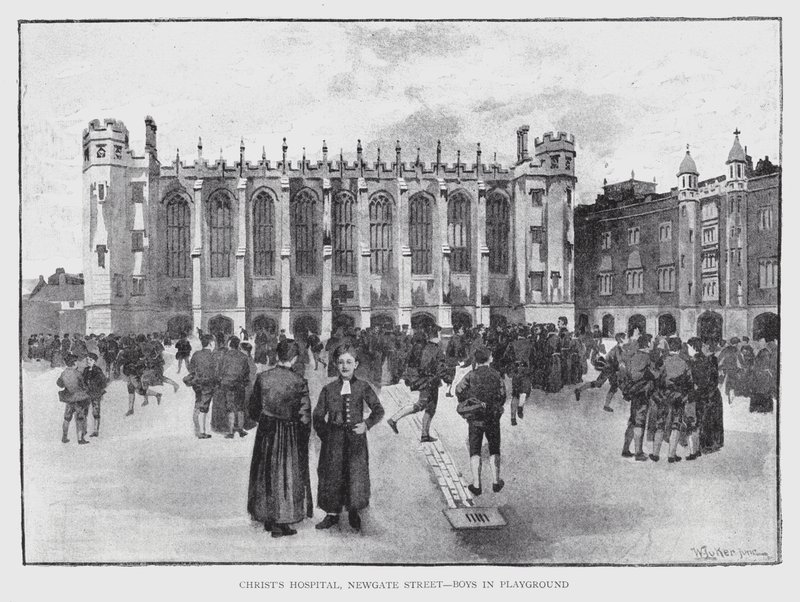 Szpital Chrystusa, Newgate Street, Boys in Playground (lito) autorstwa William Luker