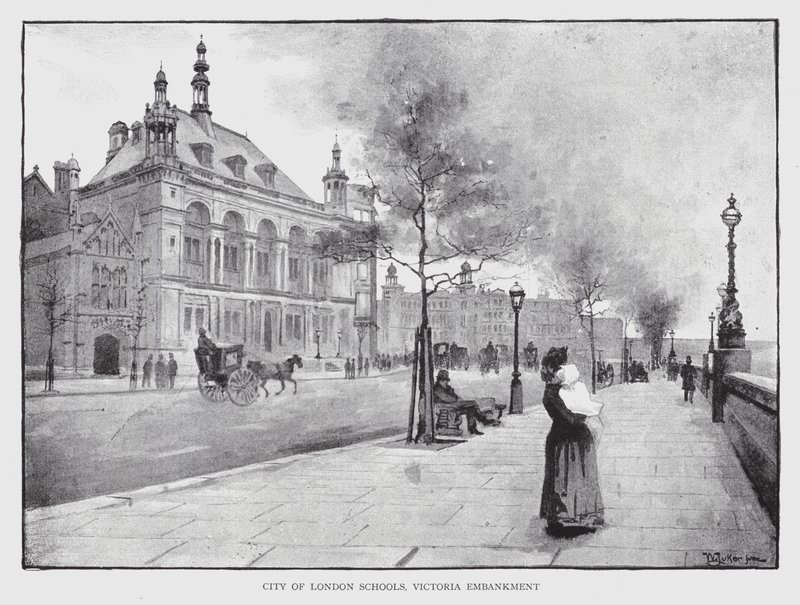Szkoły City of London, Victoria Embankment (lito) autorstwa William Luker