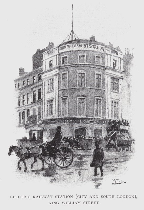 Elektryczny dworzec kolejowy, City and South London, King William Street (lito) autorstwa William Luker