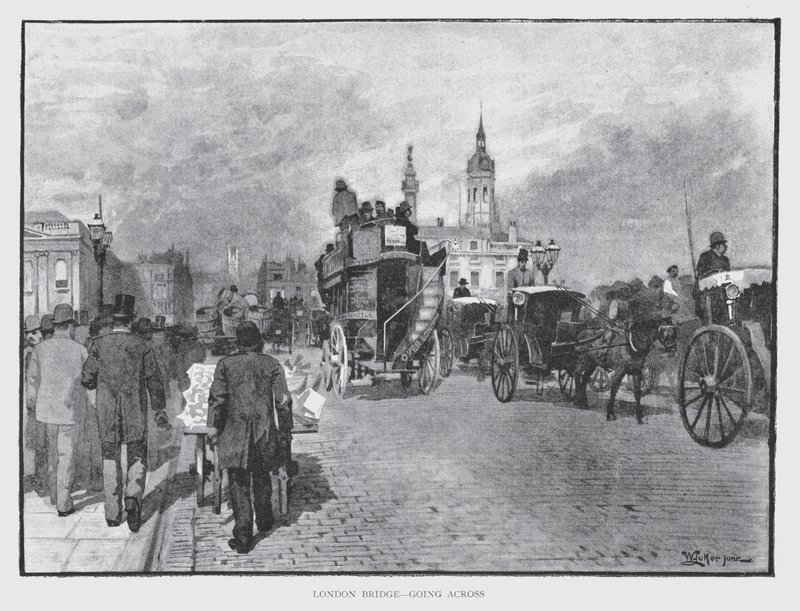 London Bridge, przechodzący (lito) autorstwa William Luker
