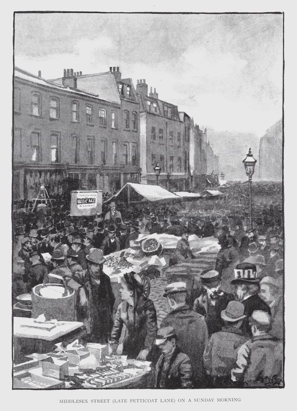 Middlesex Street, późna hala halowa, w niedzielny poranek (lito) autorstwa William Luker