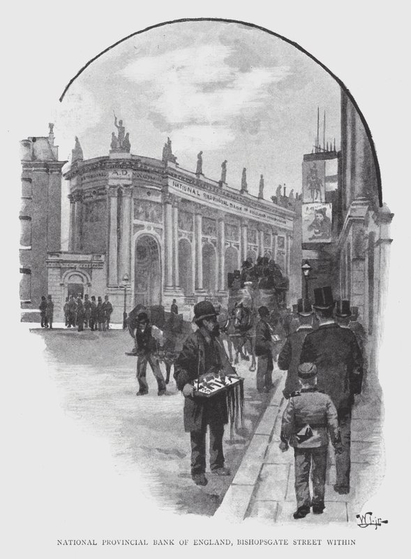 Narodowy Bank Prowincji Anglii, Bishopsgate Street w obrębie (lito) autorstwa William Luker