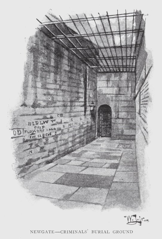 Newgate, cmentarzysko przestępców (lito) autorstwa William Luker