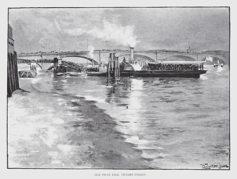 Old Swan Pier, Thames Street (lito) autorstwa William Luker
