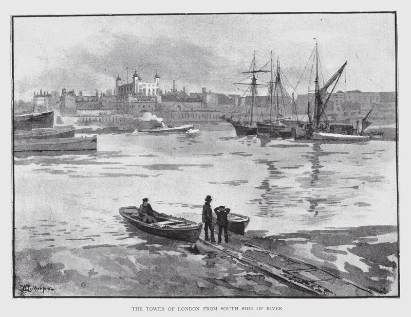 Tower of London z South Side of River (lito) autorstwa William Luker