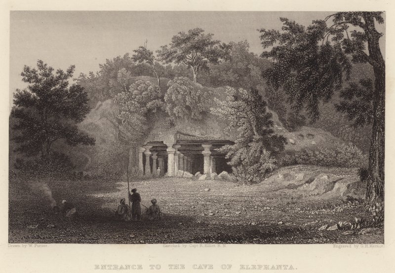 Wejście do Jaskini Elephanta (rycina) autorstwa William Purser