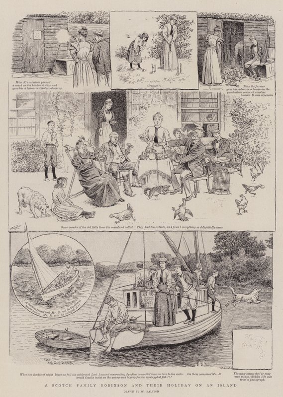 Robinsonowie szkockiej rodziny i ich wakacje na wyspie autorstwa William Ralston