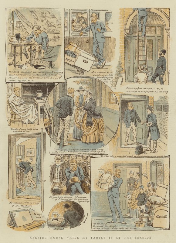 Prowadzenie domu, gdy moja rodzina jest nad morzem (chromolitho) autorstwa William Ralston