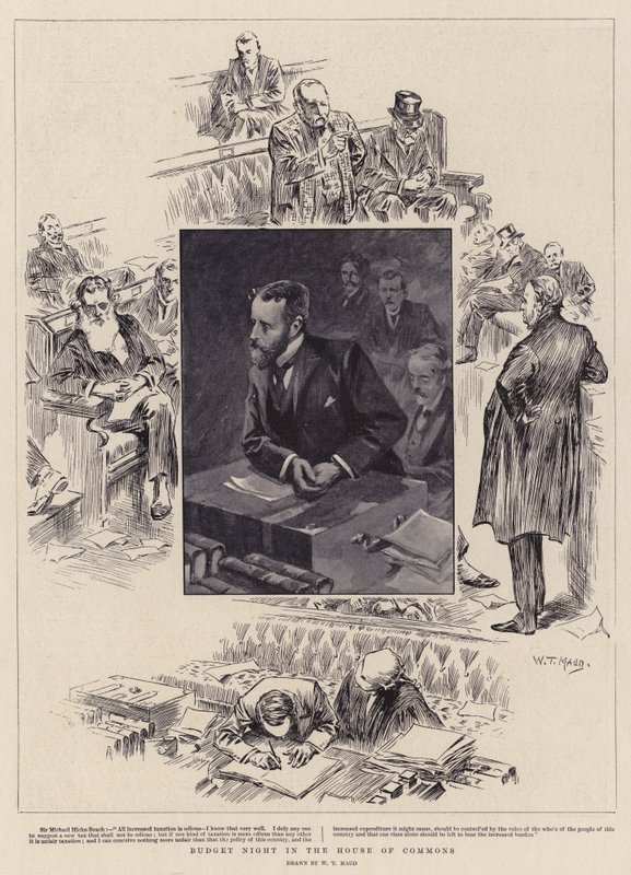 Budżetowa noc w Izbie Gmin autorstwa William T. Maud