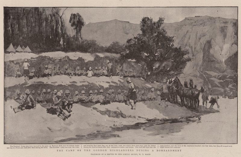 Obóz Gordon Highlanders podczas bombardowania autorstwa William T. Maud