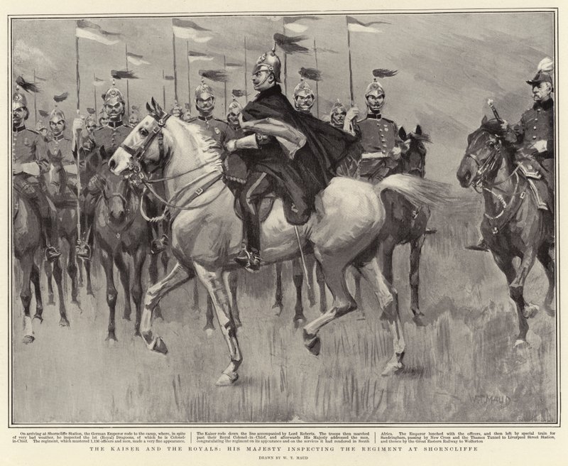 Kaiser and the Royals, Jego Wysokość przeprowadza inspekcję pułku w Shorncliffe autorstwa William T. Maud