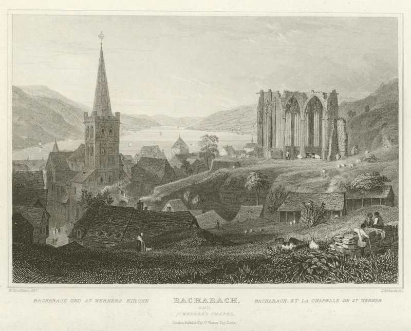 Bacharach i kaplica św Wernera autorstwa William Tombleson