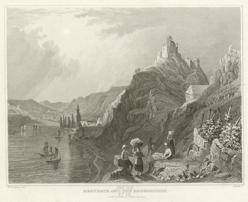 Braubach i Marksburgh autorstwa William Tombleson
