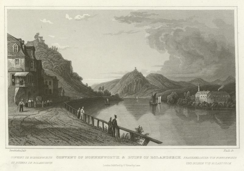 Klasztor Nonnenworth i ruiny Rolandseck autorstwa William Tombleson