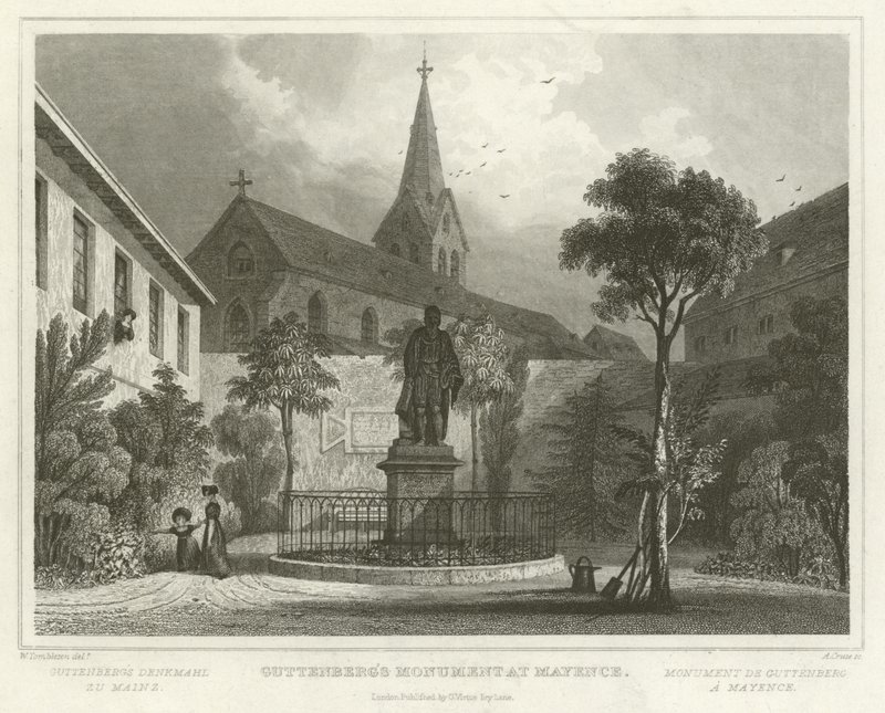 Pomnik Guttenberga w Mayence autorstwa William Tombleson