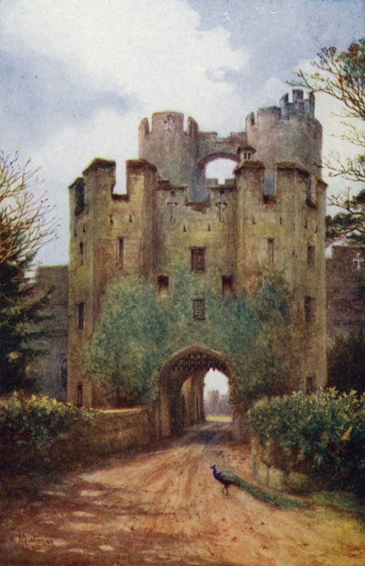 Zamek Warwick: Most zwodzony i Portcullis (kolor lito) autorstwa William W. Quatremain