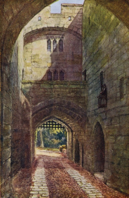Warwick Castle: Gate House i Portcullis (kolor lito) autorstwa William W. Quatremain