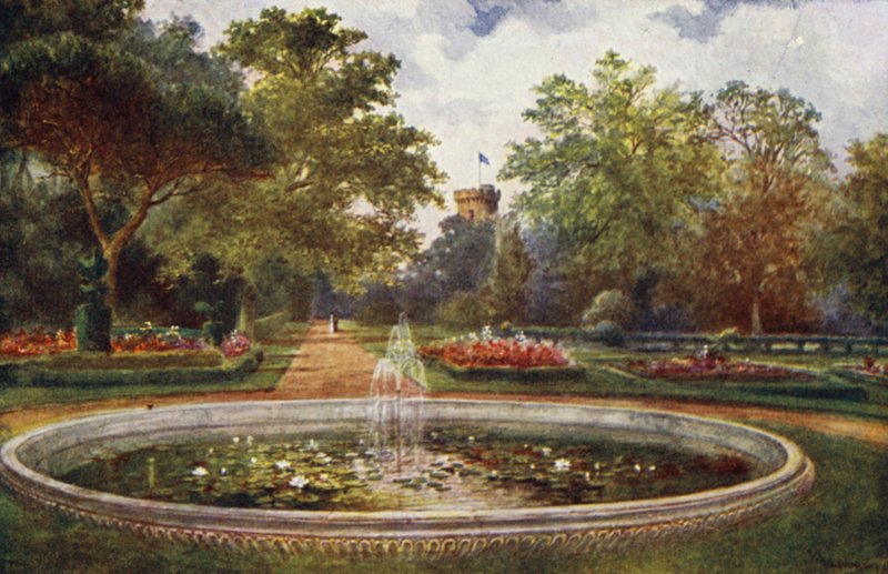 Warwick Castle: Terrace Walk (kolor lito) autorstwa William W. Quatremain