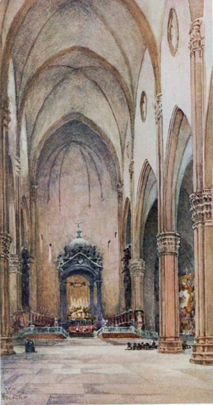 Bolonia. Wnętrze S. Petronio (kolor lito) autorstwa William Wiehe Collins