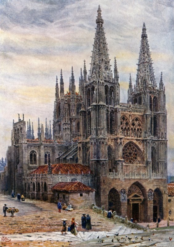 Burgos, Katedra (kolor lito) autorstwa William Wiehe Collins