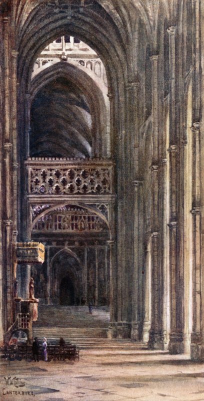 Canterbury, Wnętrze Nawy (kolor lito) autorstwa William Wiehe Collins