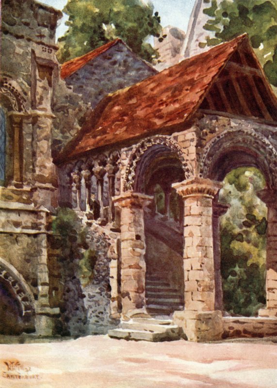 Canterbury, schody normańskie (kolor lito) autorstwa William Wiehe Collins