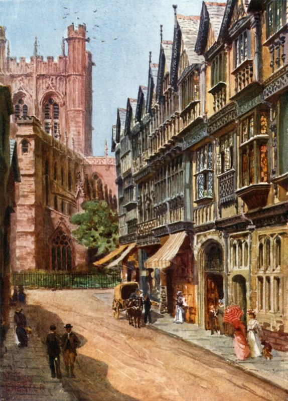 Chester, St. Werburgh Street (kolor lito) autorstwa William Wiehe Collins
