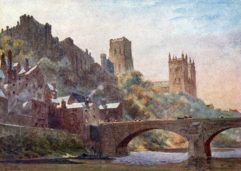 Durham, Framwellgate Bridge (kolor lito) autorstwa William Wiehe Collins
