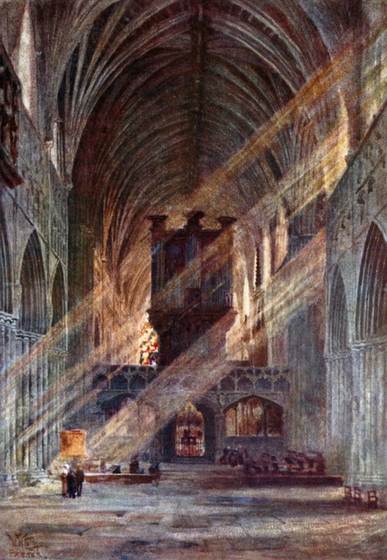 Exeter, Wnętrze Nawy (kolor lito) autorstwa William Wiehe Collins