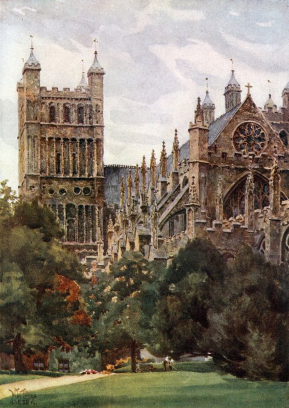 Exeter z Ogrodów Pałacowych (kolor lito) autorstwa William Wiehe Collins