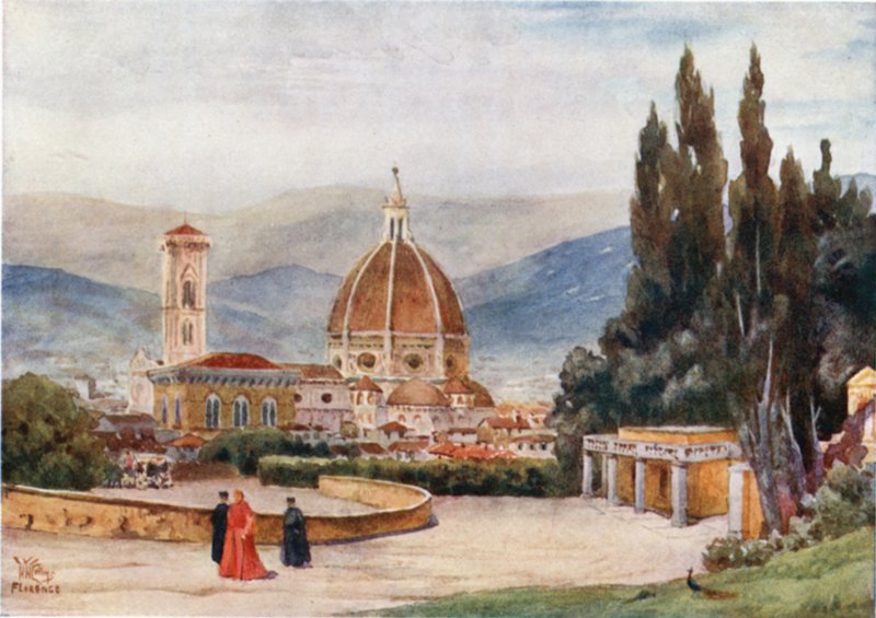 Florencja. Duomo, z Ogrodów Boboli (kolor lito) autorstwa William Wiehe Collins