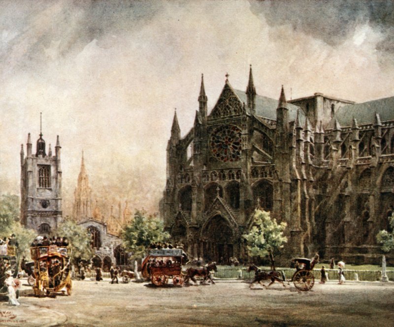 Londyn, Opactwo Westminsterskie. The North Transept (kolor lito) autorstwa William Wiehe Collins