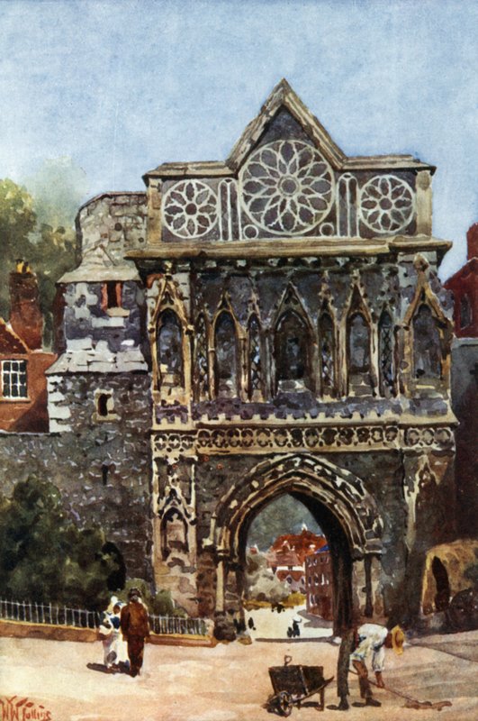 Norwich, Brama Aethelbert (kolor lito) autorstwa William Wiehe Collins