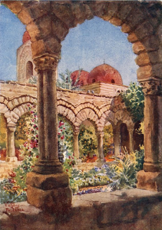 Palermo. Krużganki SAN. Jan Pustelników (kolor lito) autorstwa William Wiehe Collins