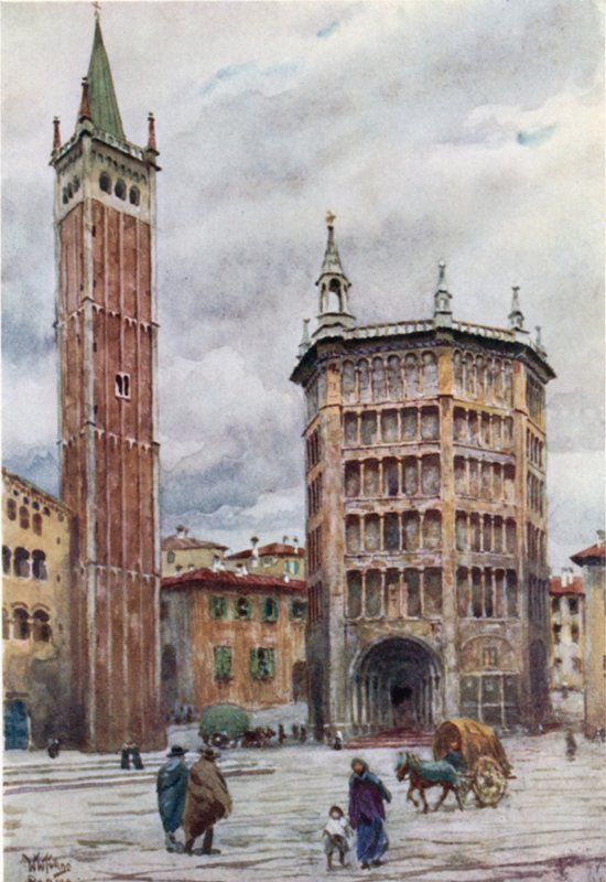 Parma. Katedra i Baptysterium (kolor lito) autorstwa William Wiehe Collins