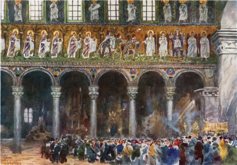Rawenna. S. Apollinare Nuovo (kolor lito) autorstwa William Wiehe Collins