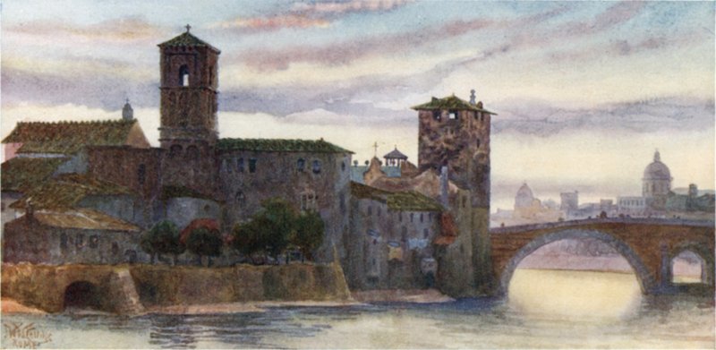 Rzym. Wyspa S. Bartolomeo (kolor lito) autorstwa William Wiehe Collins