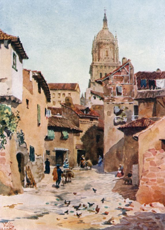Salamanca, stara ulica (kolor lito) autorstwa William Wiehe Collins