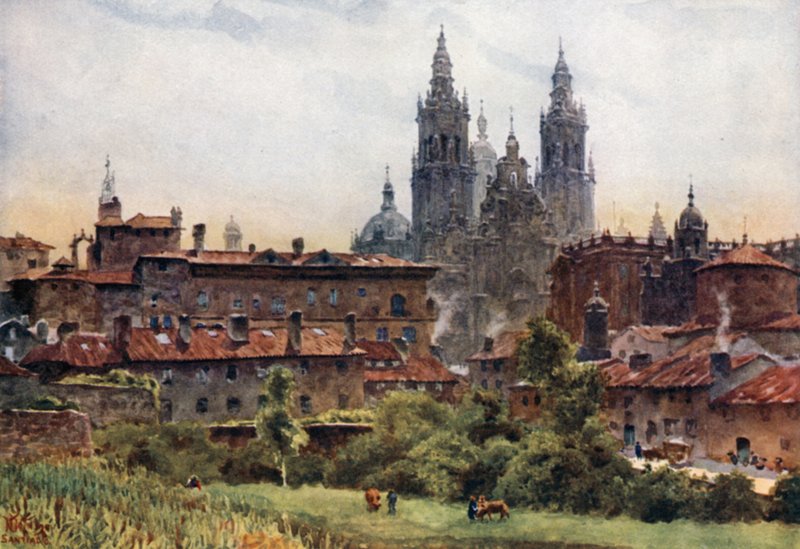 Santiago, Katedra (kolor lito) autorstwa William Wiehe Collins